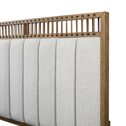 Elegant Upholstered Strap Bed and a Latte Finish