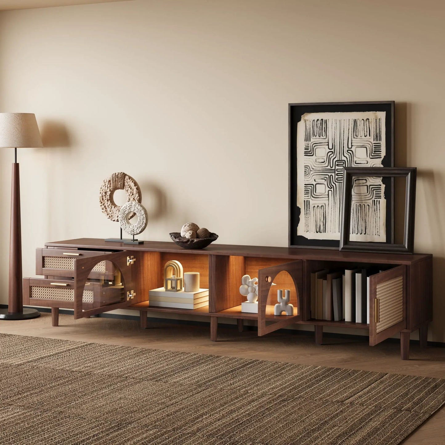 TV Stand With App LED Lights and Door Storage