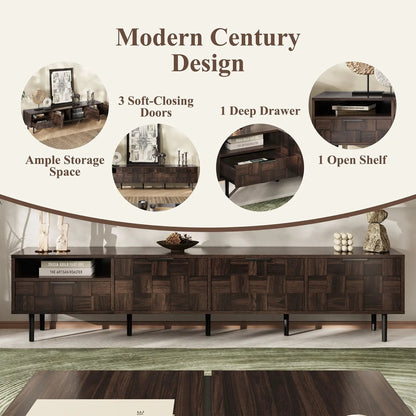 78in walnut TV stand with 3 soft-closing doors, 1 deep drawer Unique Piece Furniture on Tampa Home & Garden Store