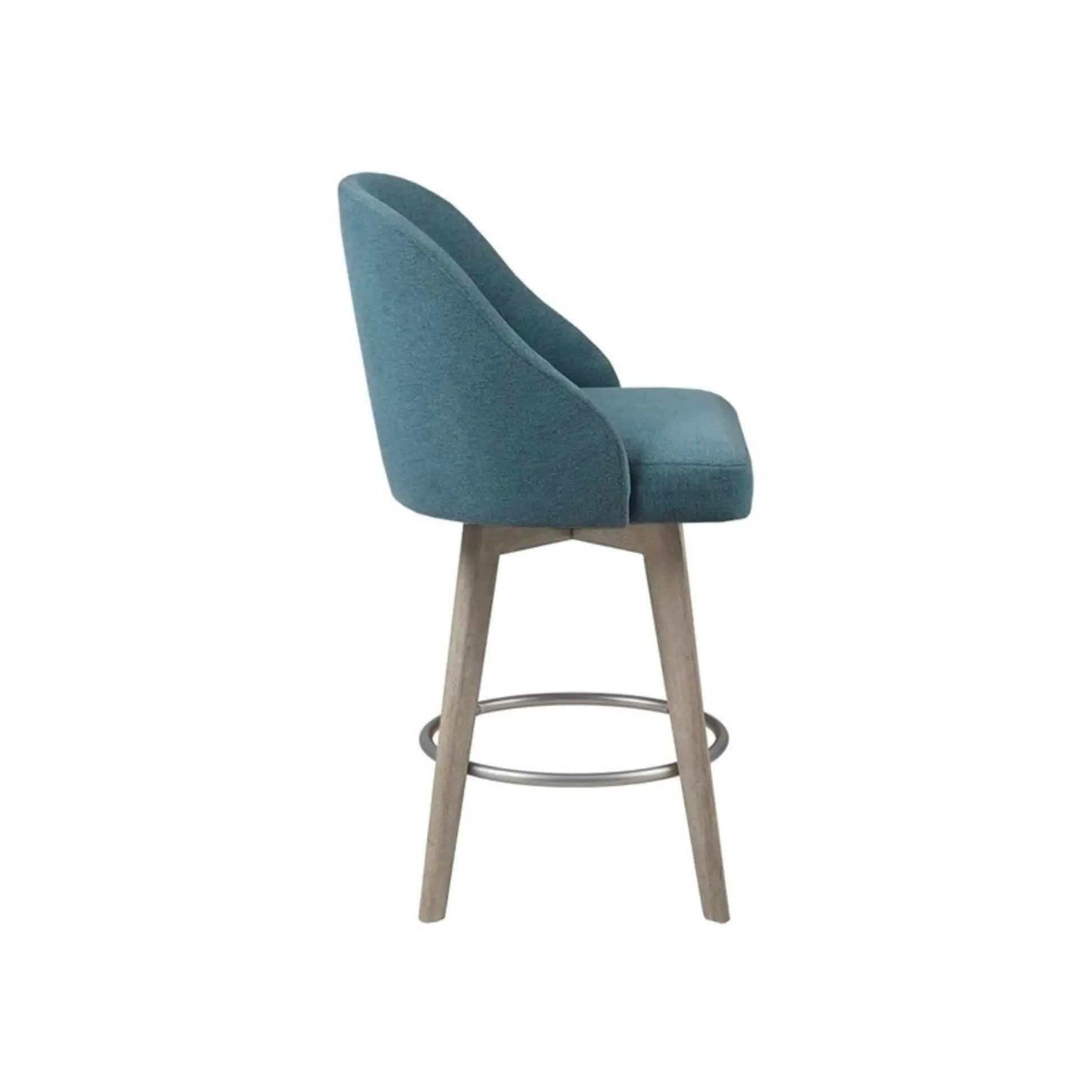 Pearce bar stool swivel, blue, counter height 24-27, wood legs on Tampa Home & Garden Store
