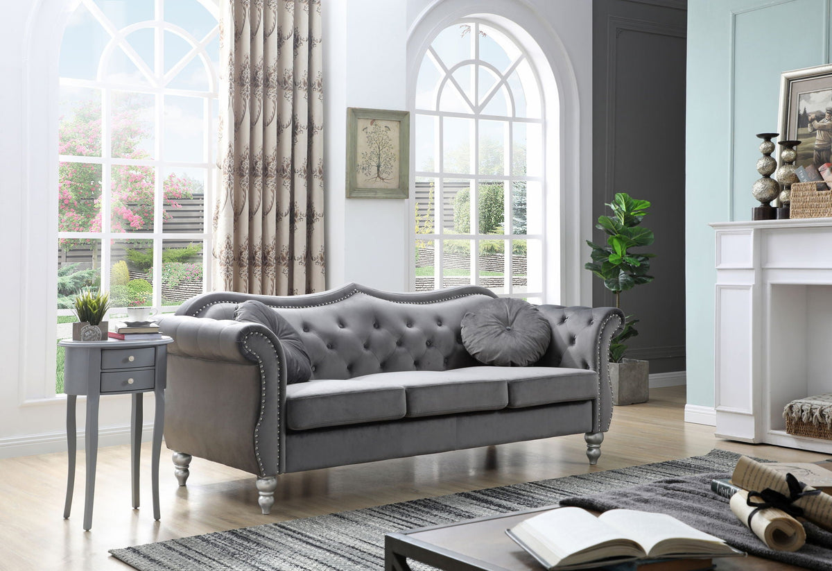 Hollywood Glam Sofa and Tufted Nailhead Trim