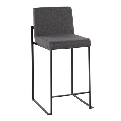 Fuji High Back Counter Stool in dark gray fabric with black metal legs by HouseOfZazla on Tampa Home & Garden Store