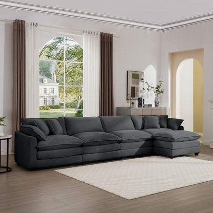 Modern oversized modular cushion sofa with low back and deep seating in charcoal by HouseOfZazla on Tampa Home & Garden Store