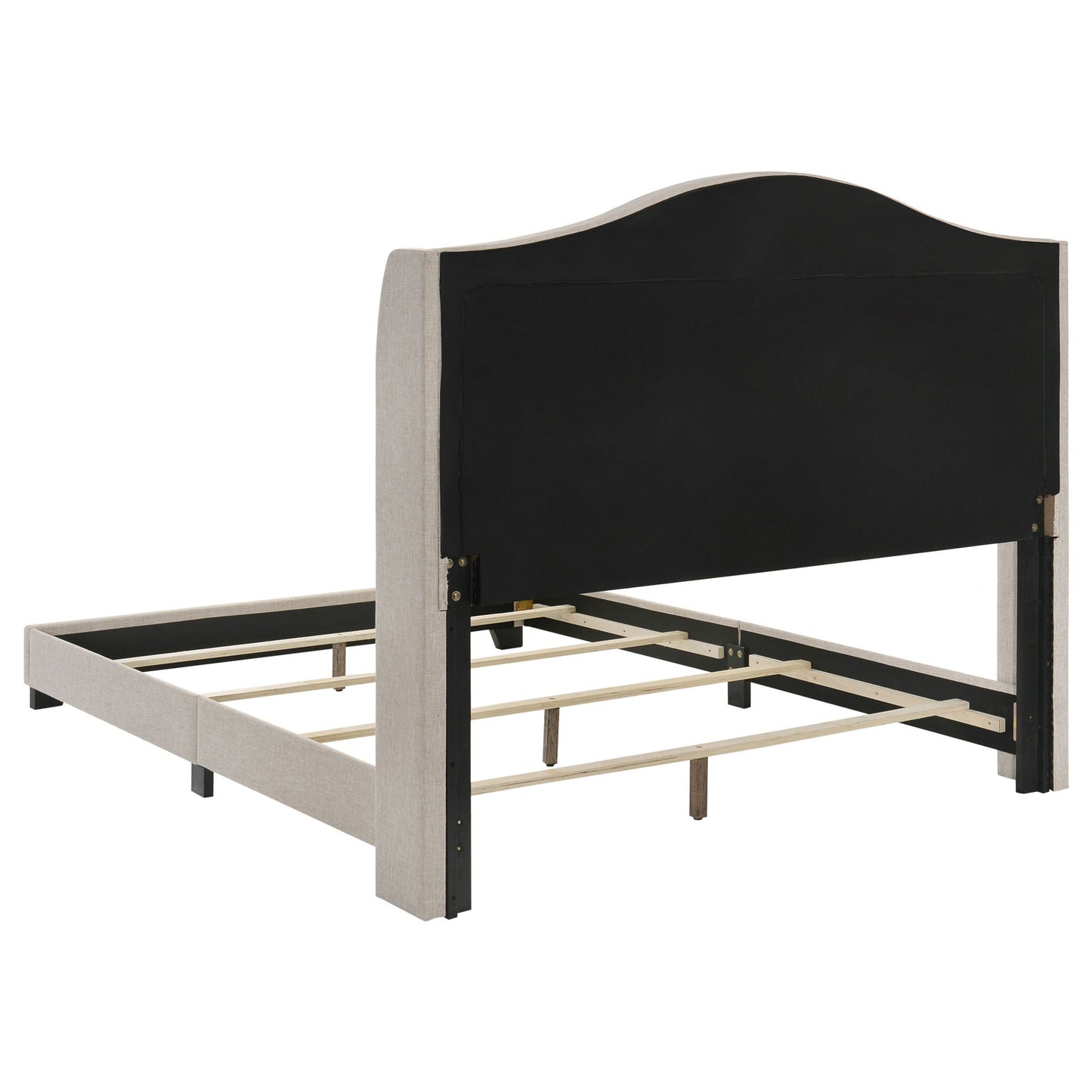 Copper Wingback Bed upholstered panel bed with black headboard and light gray fabric sides on Tampa Home & Garden Store