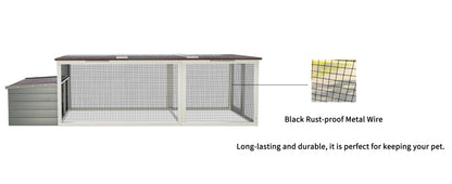 Large chicken coop with 20.93 sq ft run, beige frame, black rust-proof wire mesh on Tampa Home & Garden Store