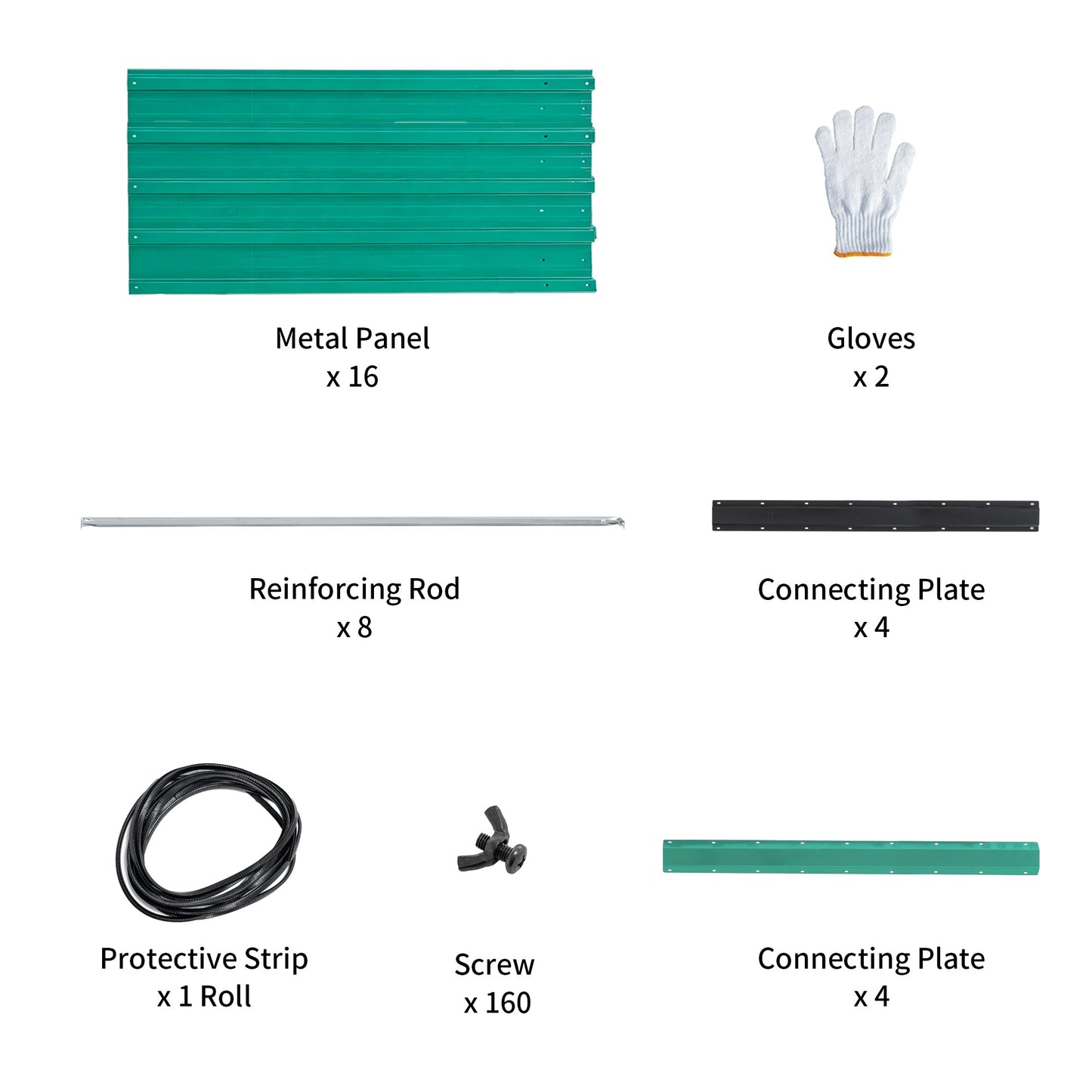 Raised garden bed kit: metal panels x16, gloves x2, rods x8, plates x4 on Tampa Home & Garden Store