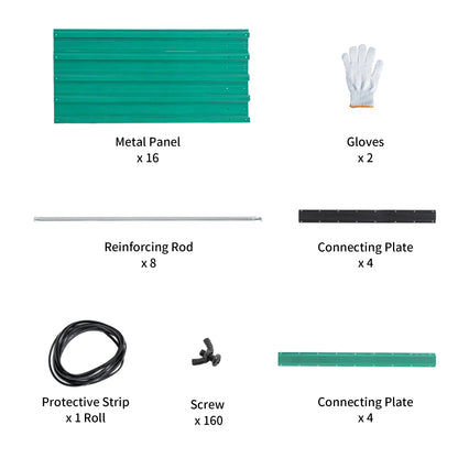 Raised garden bed kit: metal panels x16, gloves x2, rods x8, plates x4 on Tampa Home & Garden Store