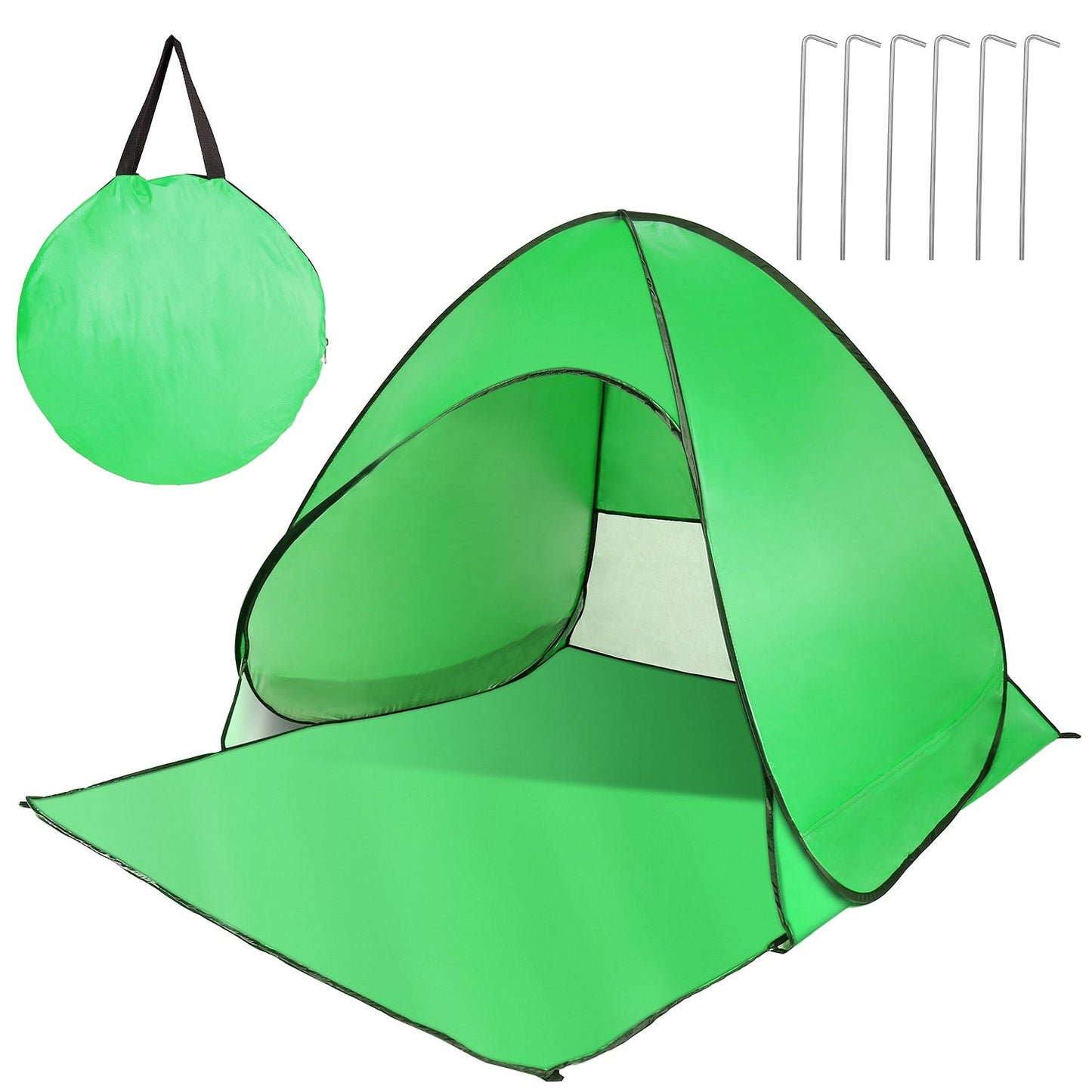 Pop Up Beach Tent GemGear sun shade with net window bright green storage bag and 6 stakes on Tampa Home & Garden Store