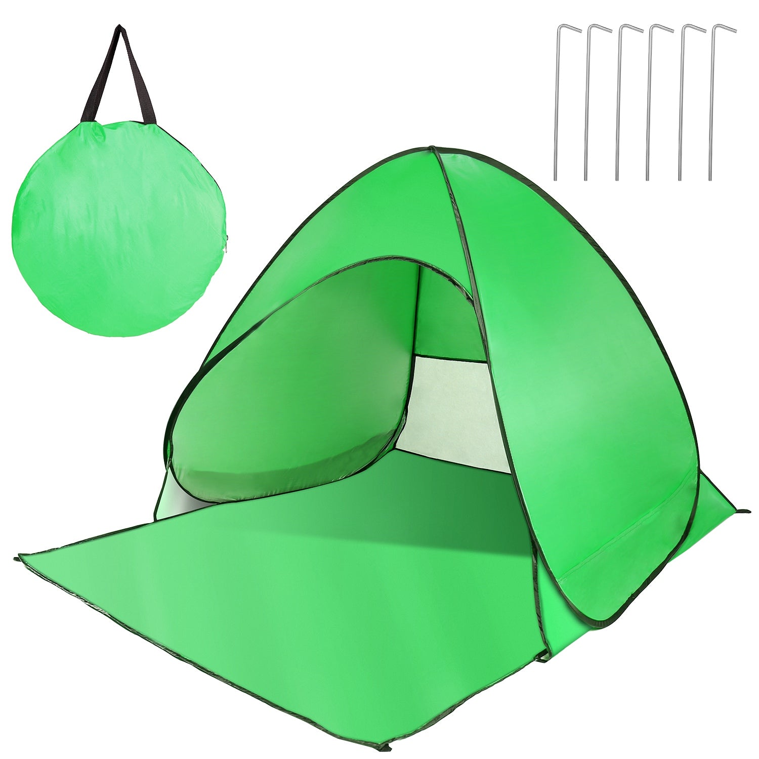 Pop Up Beach Tent GemGear sun shade with net window bright green storage bag and 6 stakes on Tampa Home & Garden Store