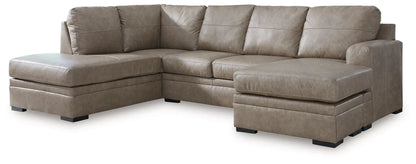 Amuleto stationary sectional sofa in taupe leather-look upholstery on Tampa Home & Garden Store