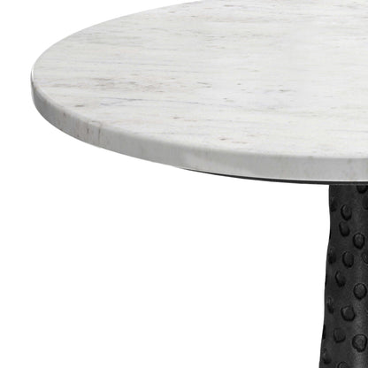 Black marble side table with hammered aluminum base by HouseOfZazla on Tampa Home & Garden Store