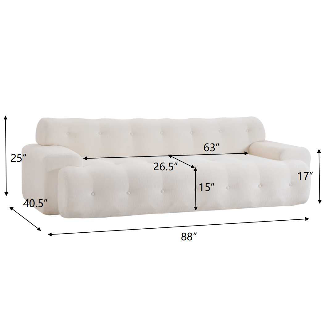 Cloud Chenille Three Seater Sofa with Tufting