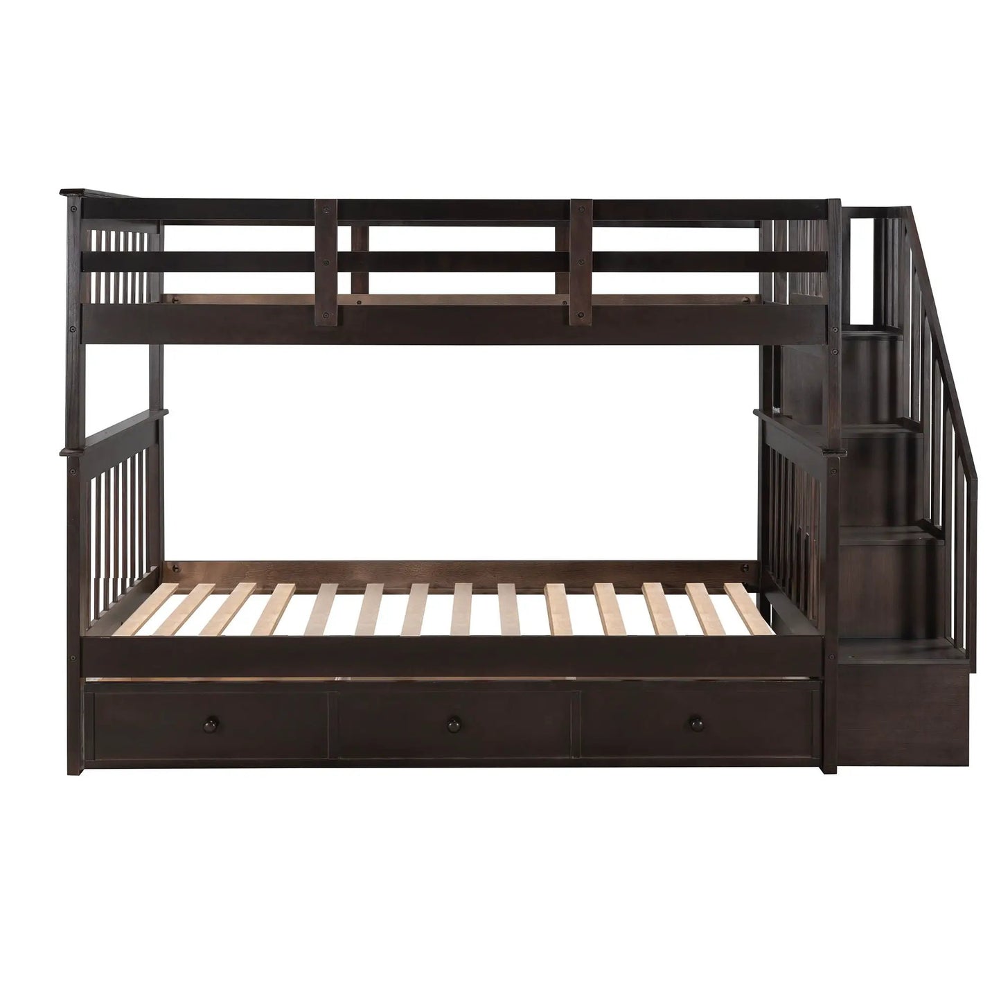 Stairway Bunk Bed with Storage and Guard Rail