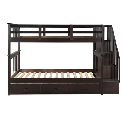 Stairway Bunk Bed with Storage and Guard Rail