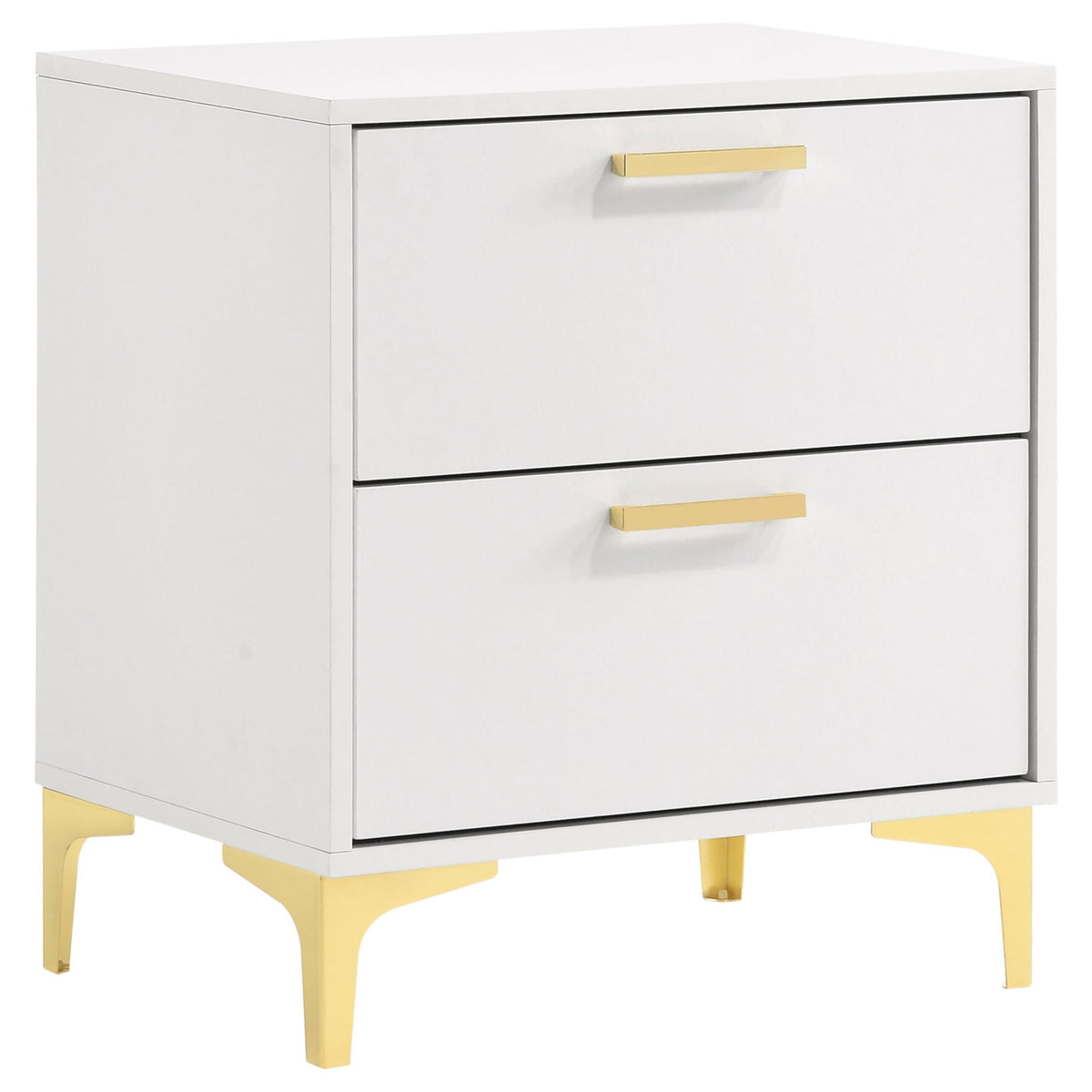 James Bedroom Set: white 2-drawer dresser with gold bar pulls, HouseOfZazla design on Tampa Home & Garden Store