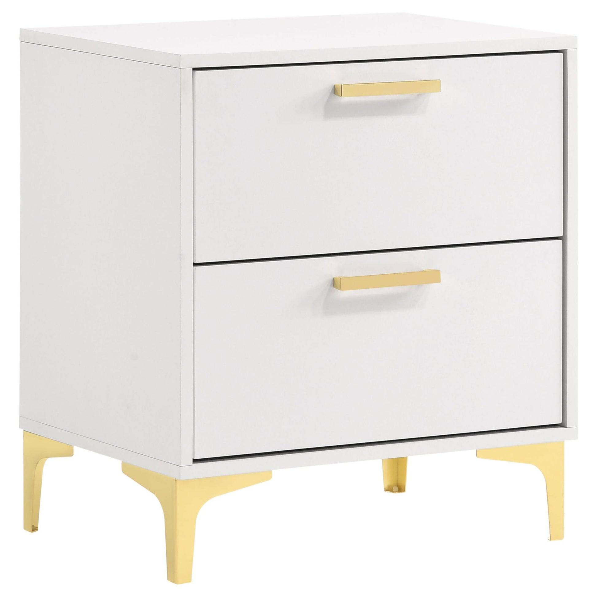 James Bedroom Set: white 2-drawer dresser with gold bar pulls, HouseOfZazla design on Tampa Home & Garden Store