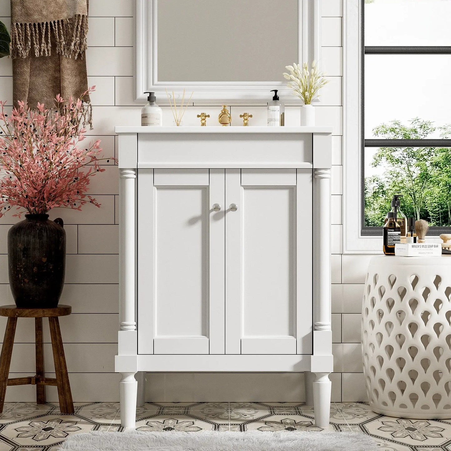 Bathroom Vanity with Top Sink and Dual Storage