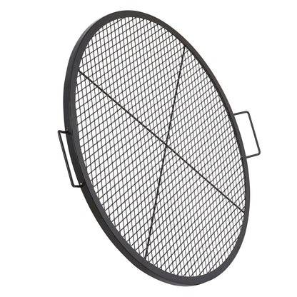 X-Marks Fire Pit Grate 36 inch round black steel grate with side handles HouseOfZazla on Tampa Home & Garden Store
