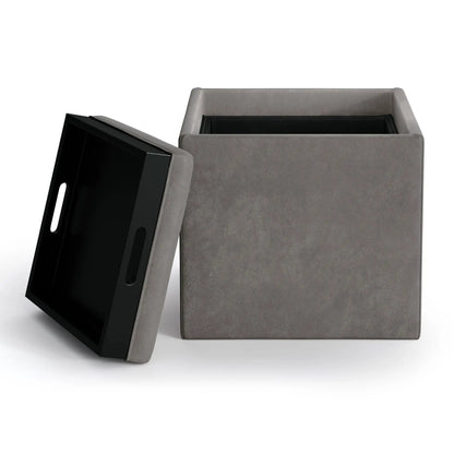 Rockwood Upholstered Cube Ottoman with Tray