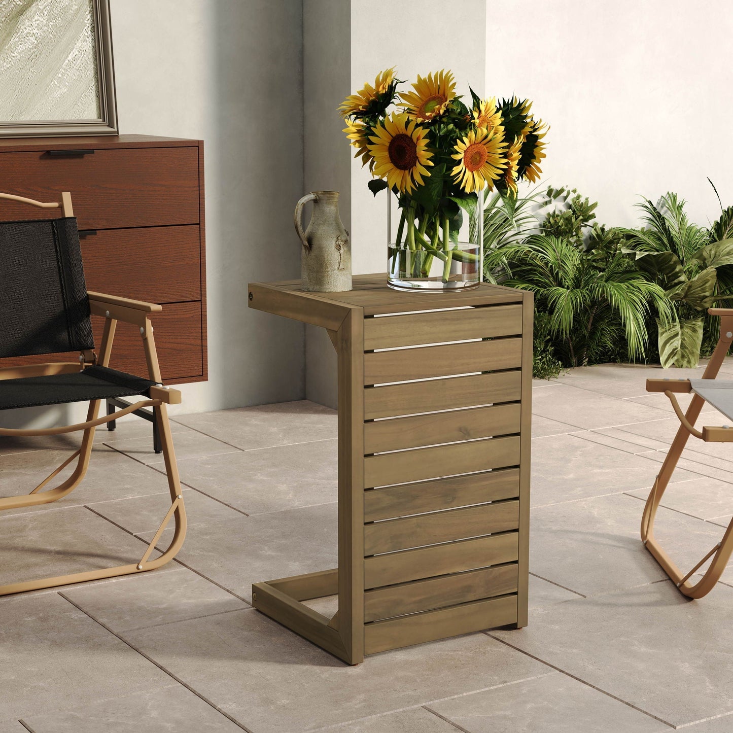 Outdoor Aluminum C Shaped Side Table for Patio