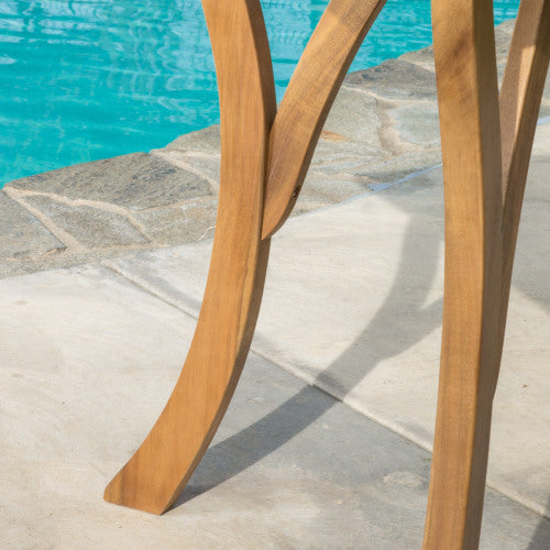 5 Piece Acacia Wood Outdoor Patio Dining Set curved leg design by HouseOfZazla on Tampa Home & Garden Store