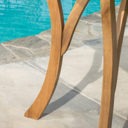 5 Piece Acacia Wood Outdoor Patio Dining Set curved leg design by HouseOfZazla on Tampa Home & Garden Store