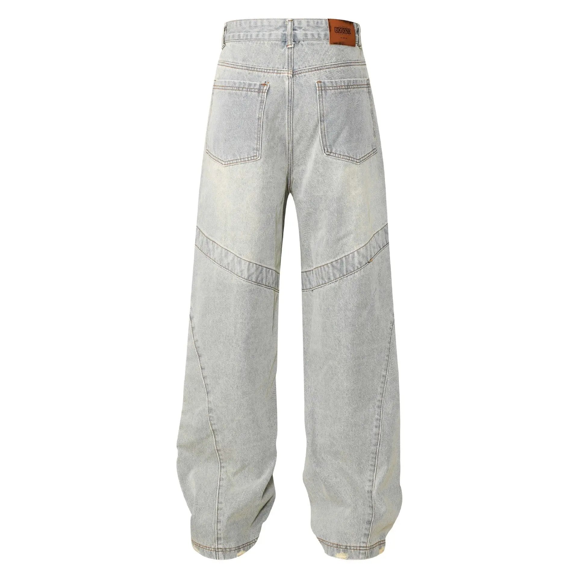 High Street Stitching Cat Beard Worn Jeans by FLIPSTYLEZLLC, light denim with back pockets on Tampa Home & Garden Store