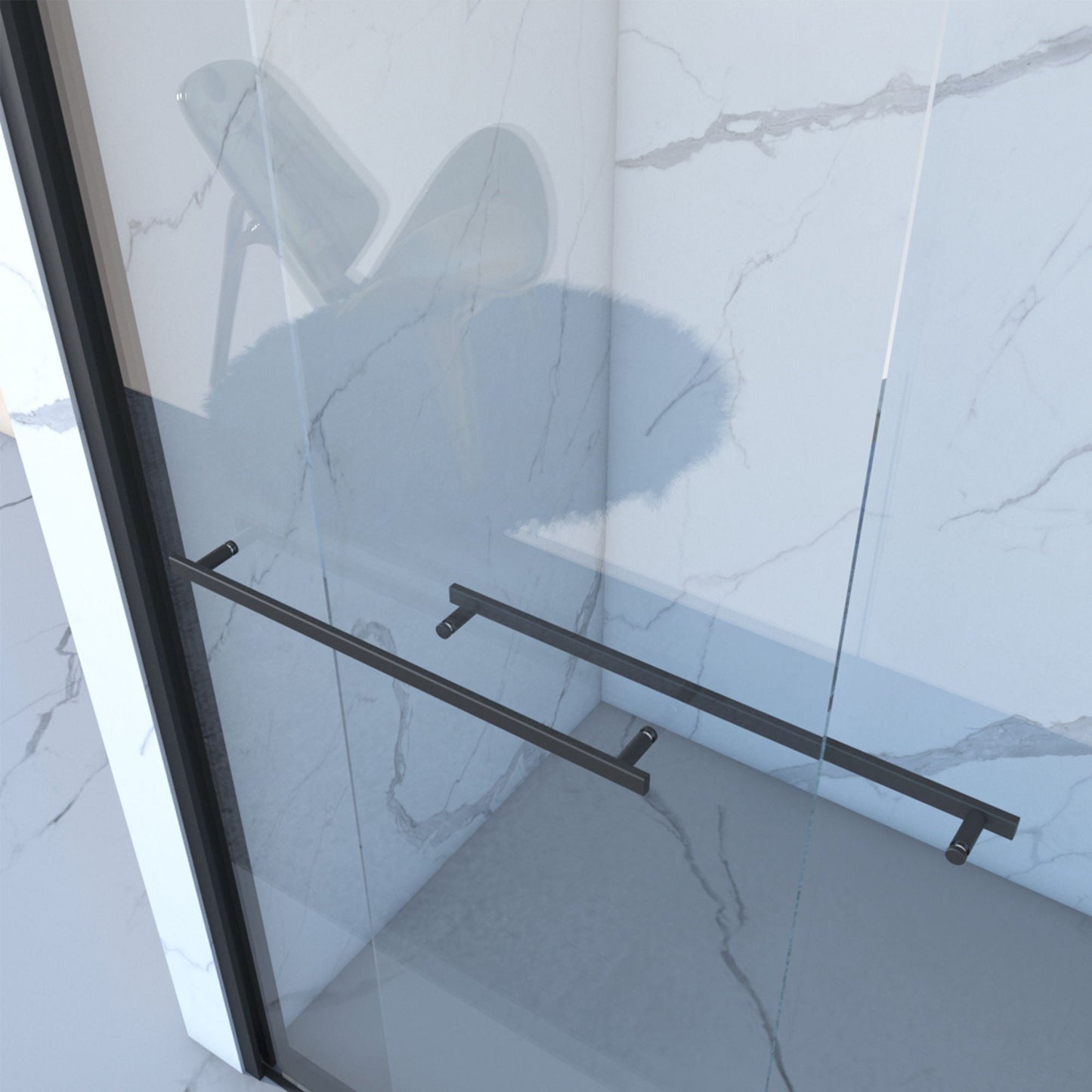 Double Sliding Shower and Matte Black Frame Door