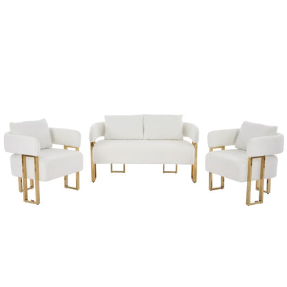 Decorative Side Chair Living Room white upholstered armchairs with gold metal legs HouseOfZazla on Tampa Home & Garden Store