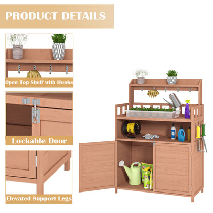 Solid Fir Potting Bench and Garden Tool Storage