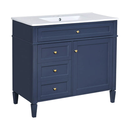 Blue Bathroom Vanity With Top Sink and Storage