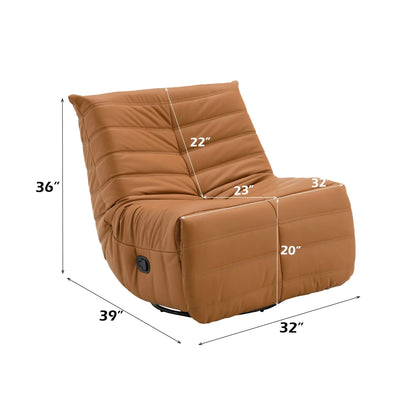 Glider Recliner Chair With Swivel in tan leather-look upholstery with tufted cushions on Tampa Home & Garden Store