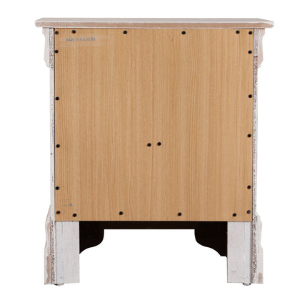 Traditional style nightstand in light wood with distressed white trim on Tampa Home & Garden Store