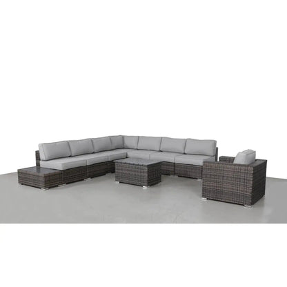 3-Piece outdoor sectional set with wicker and light gray cushions, includes coffee table on Tampa Home & Garden Store