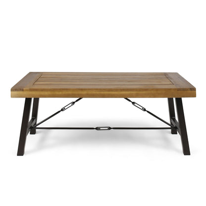 Modern Outdoor Acacia And Metal Coffee Table