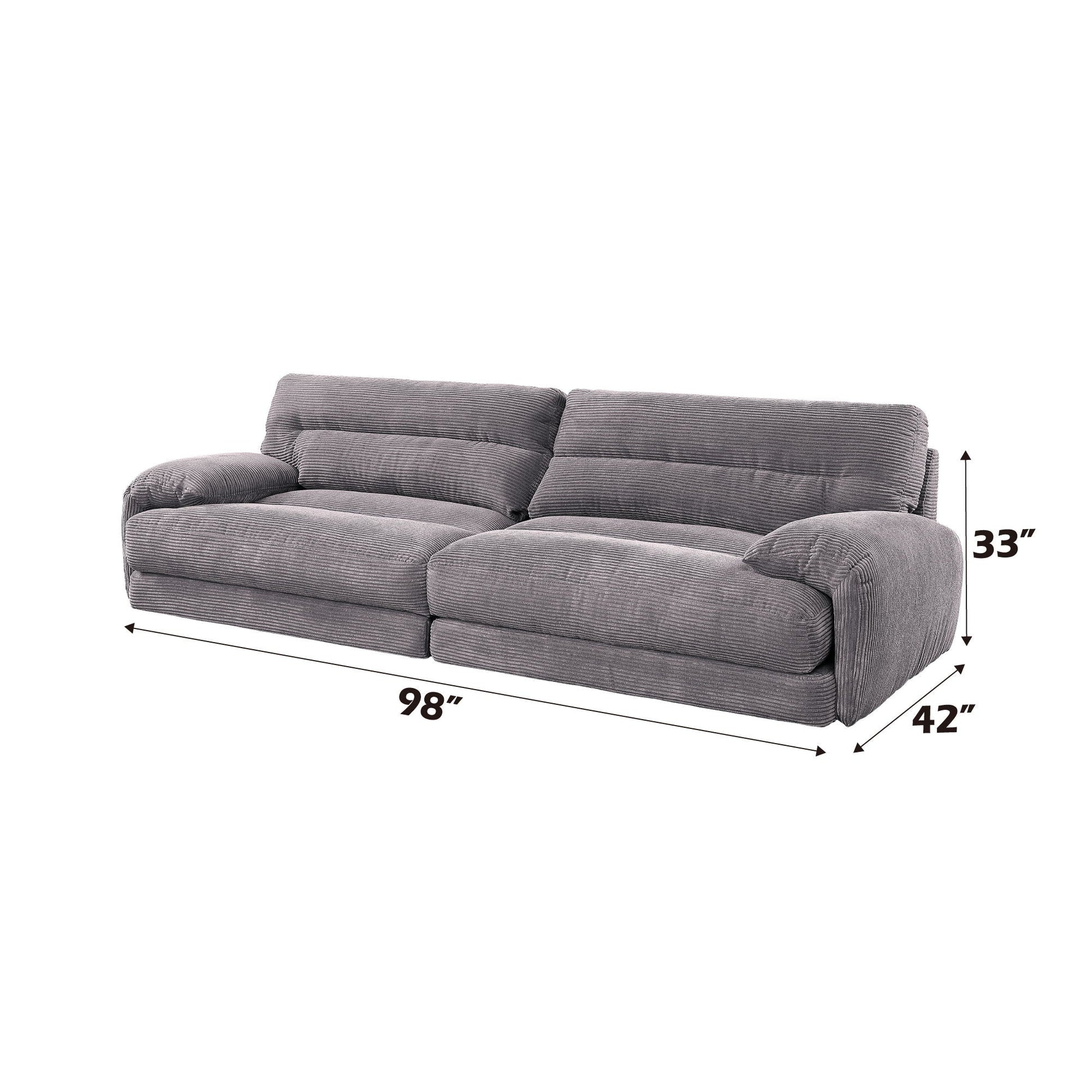 Cadenza Corduroy Loveseat gray by HouseOfZazla, stationary two-seat sofa in fabric on Tampa Home & Garden Store