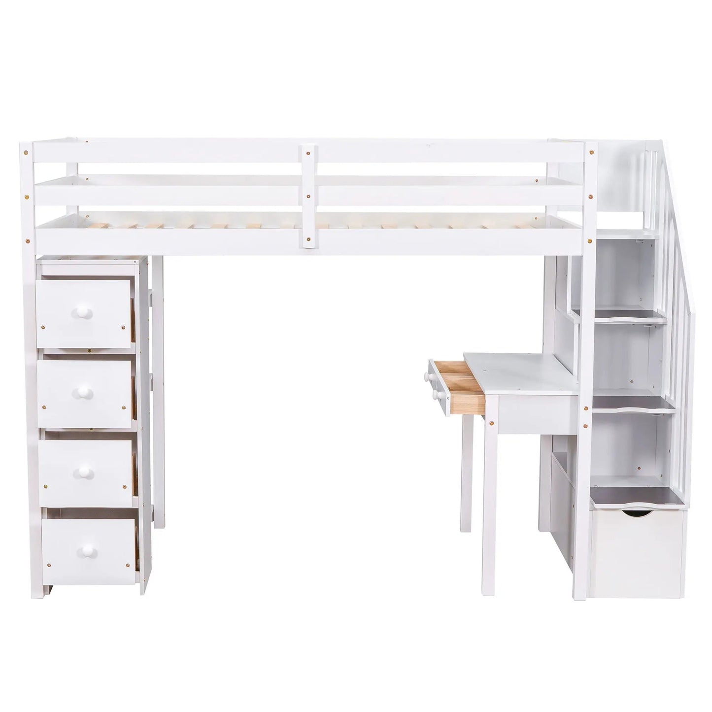 Loft Bed with Storage Drawers Desk and Stairs