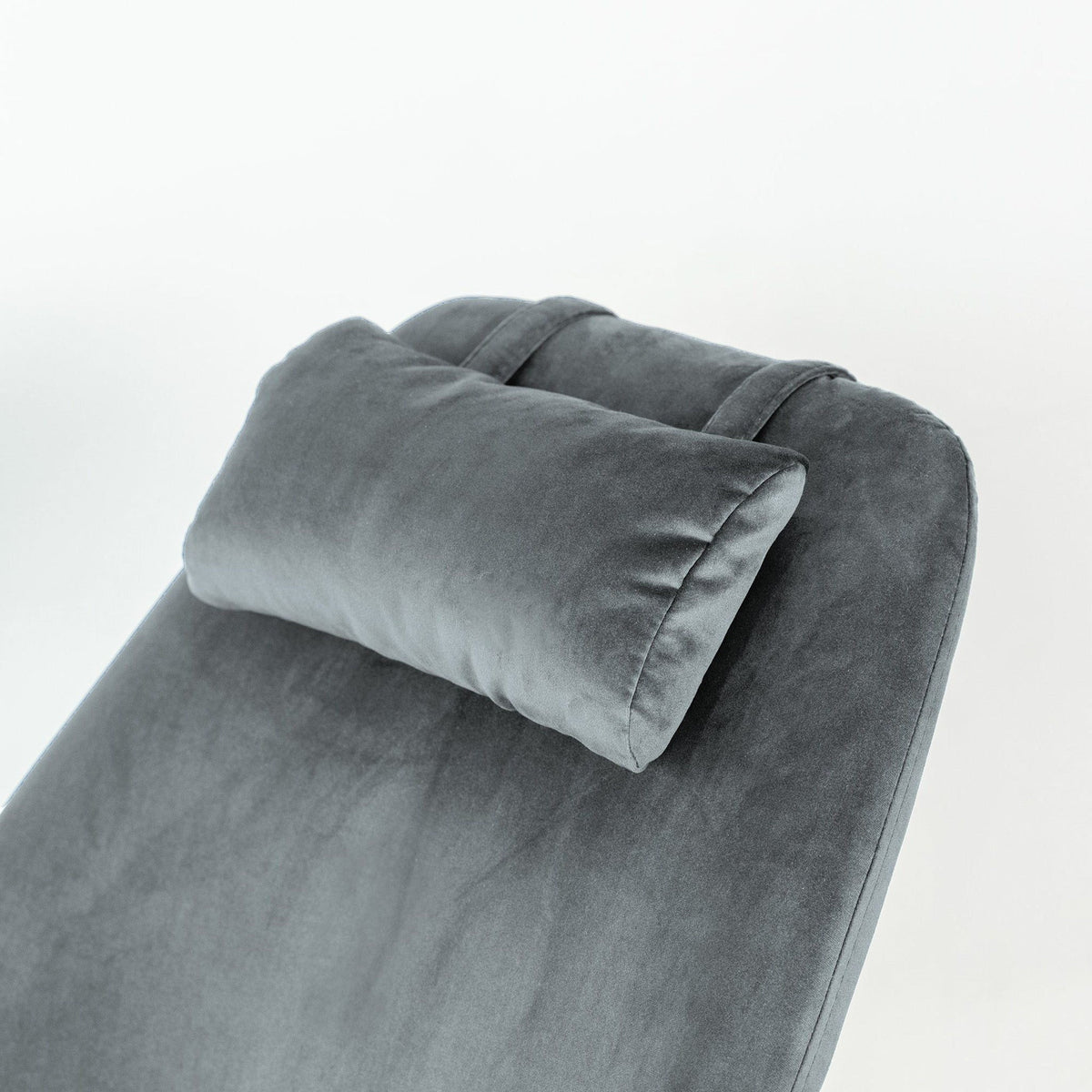 Mid-Century Modern Rocking Chair cushion in gray upholstery with visible seam on Tampa Home & Garden Store