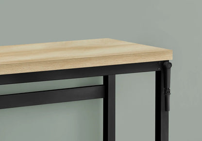 Computer desk top in light oak wood with black metal frame and height-adjustable mechanism on Tampa Home & Garden Store
