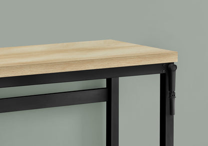 Adjustable standing computer desk with natural wood top and black metal frame on Tampa Home & Garden Store