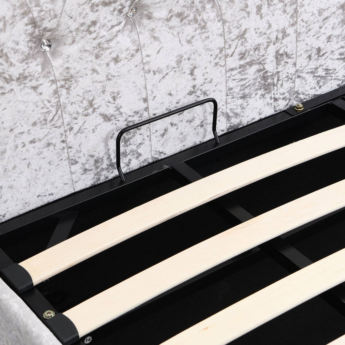 Hartfried queen storage bed beige with black rails HouseOfZazla on Tampa Home & Garden Store