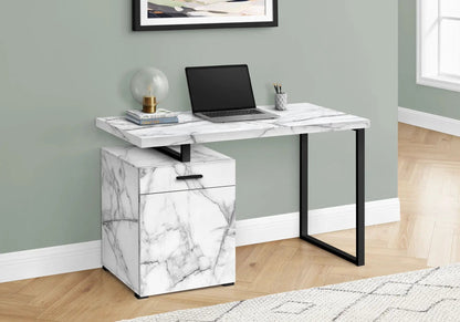 Computer desk white marble-look laminate with storage drawers, Unique Piece Furniture on Tampa Home & Garden Store