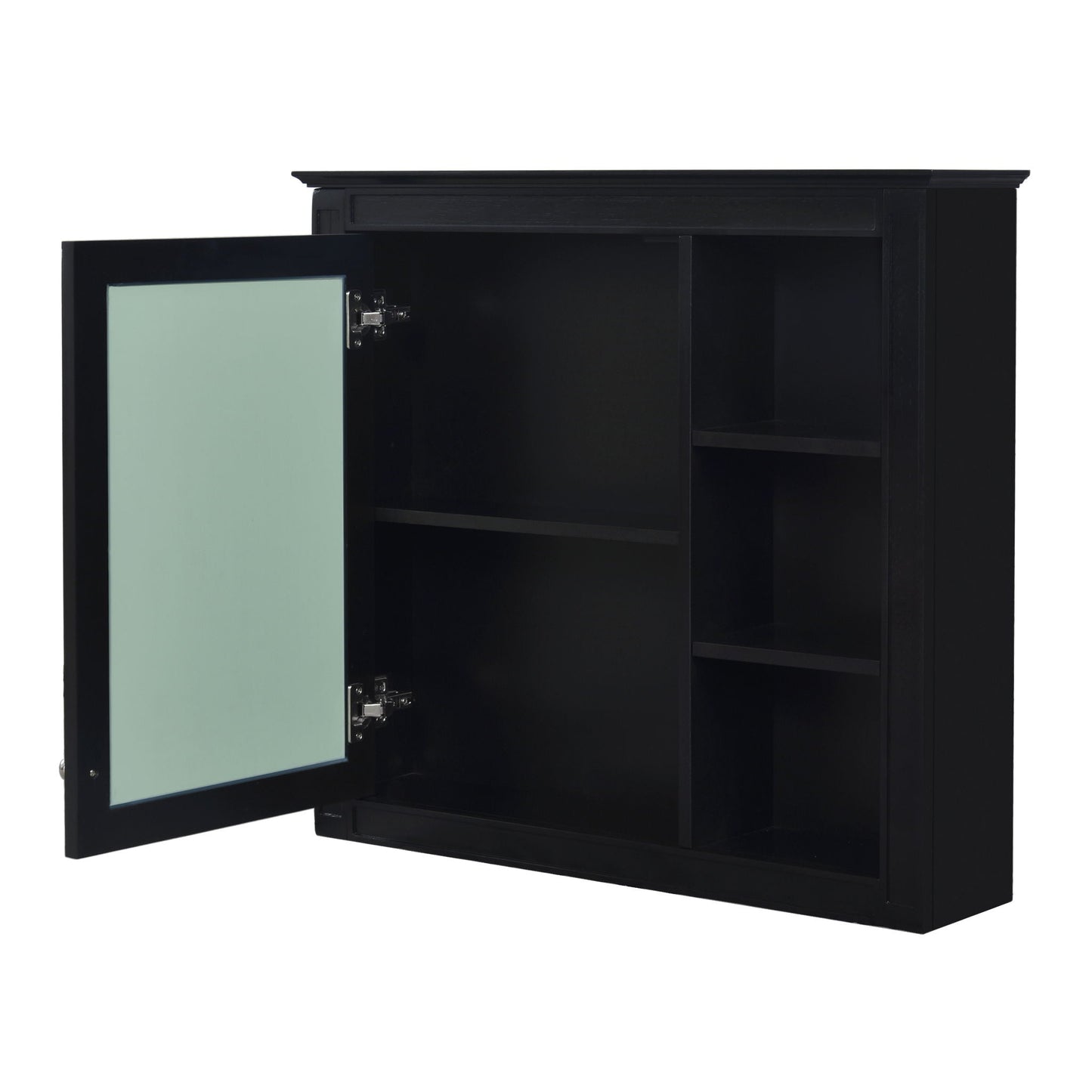 Bathroom vanity with medicine cabinet black finish with mint glass door and inside shelves on Tampa Home & Garden Store