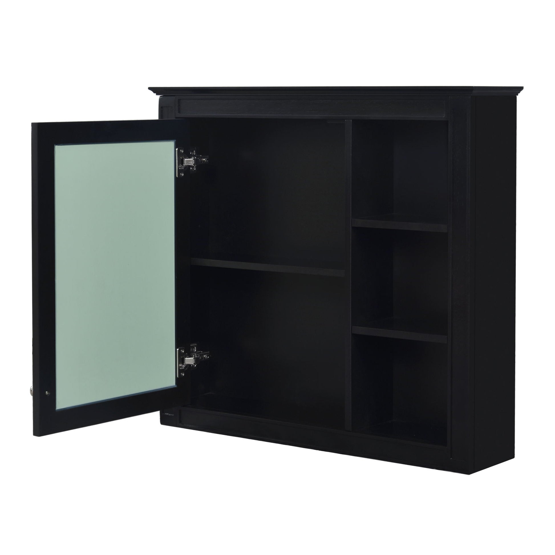 Bathroom vanity with medicine cabinet black finish with mint glass door and inside shelves on Tampa Home & Garden Store