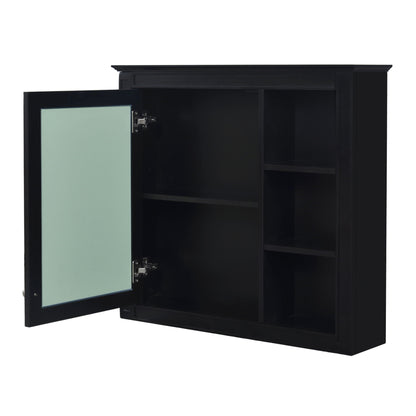 Bathroom vanity with medicine cabinet black finish with mint glass door and inside shelves on Tampa Home & Garden Store