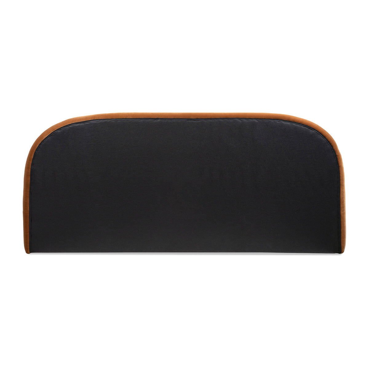 Archie Puffy Grounded Upholstered Platform Bed King Burnt black upholstery tan piping on Tampa Home & Garden Store