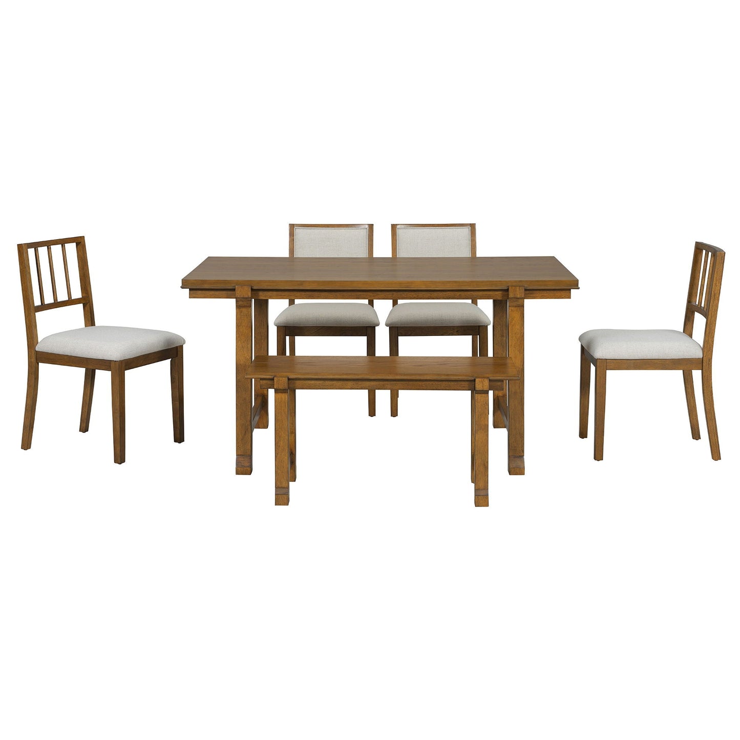 Rubber Wood Six Piece Kitchen and Dining Set