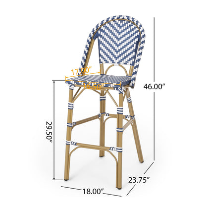 Outdoor Rattan French Barstool Set for Patio