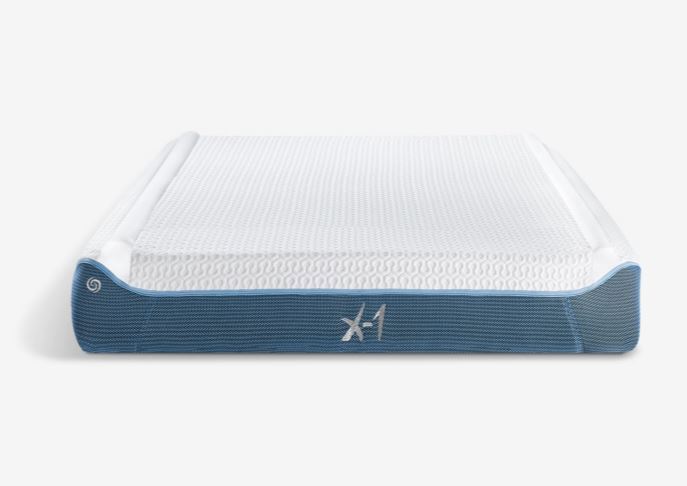 BedGear X-1 Edge Full Mattress boxed with blue edge and textured white top on Tampa Home & Garden Store