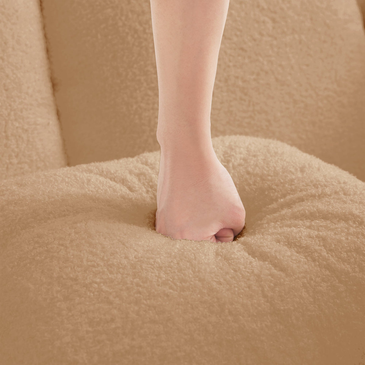 Sofa Elysees Left Chaise camel teddy fabric close-up upholstery texture on Tampa Home & Garden Store